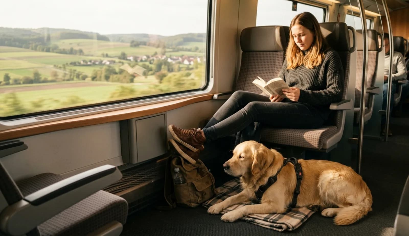 Hund sicher im Auto angeschnallt – stressfreier Transport in den Hundeurlaub.