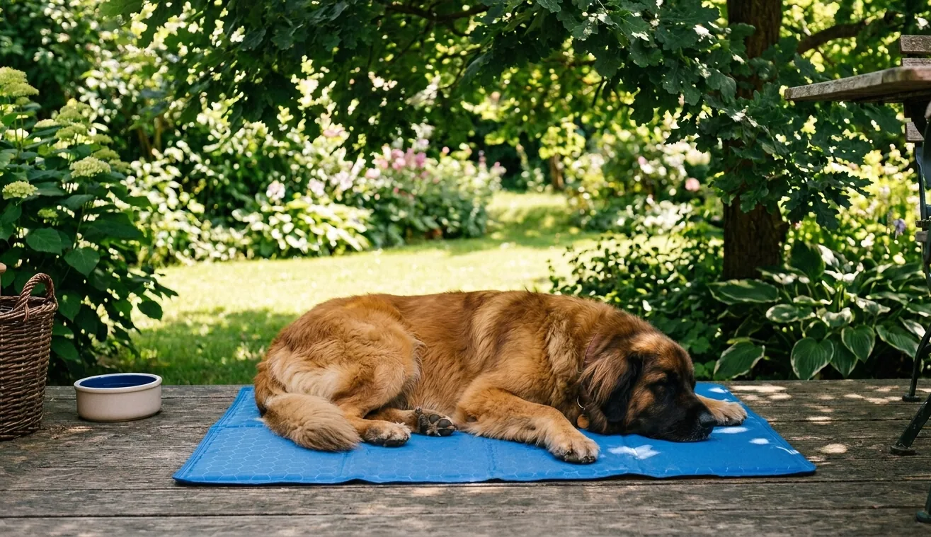 Großer Hund ruht entspannt im Schatten – so beugst du einem Hitzschlag vor