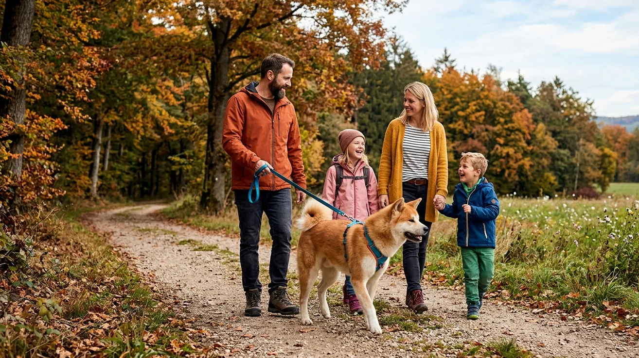 Akita beim Training – konzentriert und aufmerksam bei der Zusammenarbeit mit seinem Halter