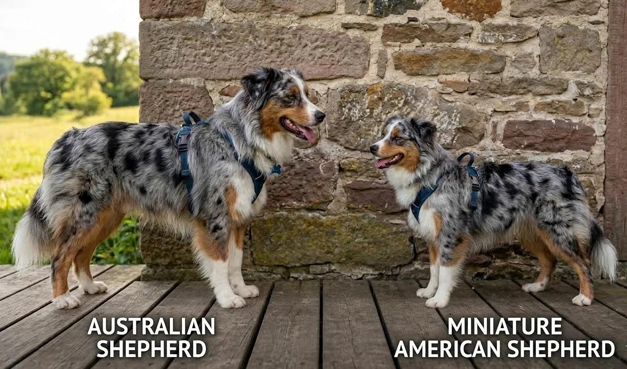 Größenvergleich zwischen Australian Shepherd und Miniature American Shepherd