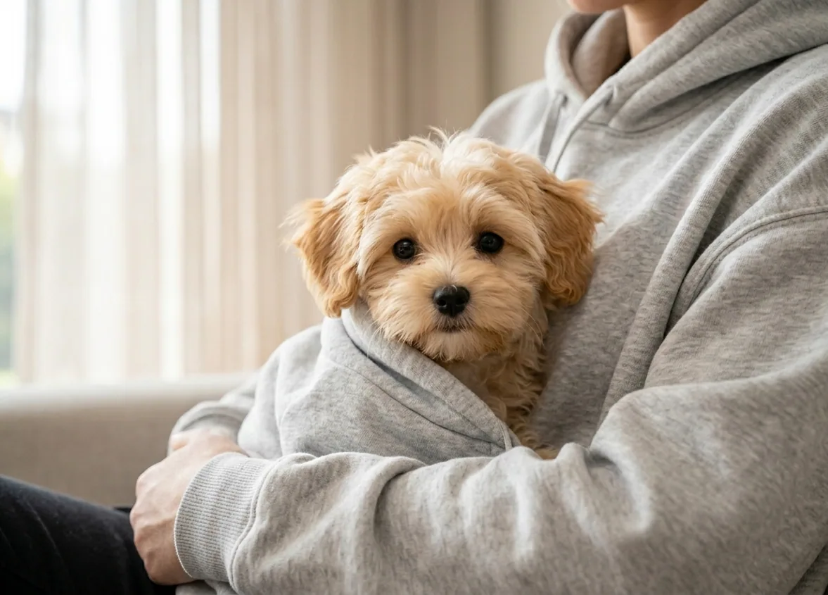 Maltipoo mit lockigem Teddyfell – verschmust und verspielt