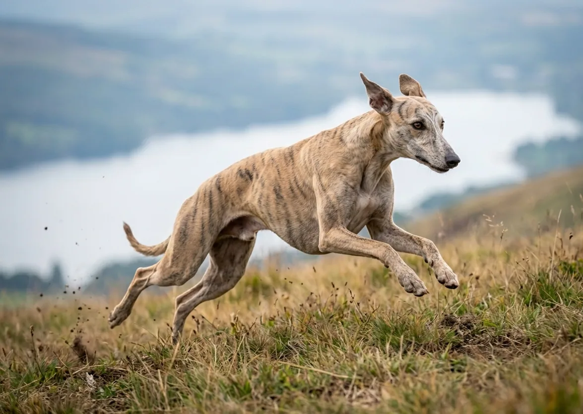 Whippet kuschelt auf dem Sofa – nach dem Sprint ein wahrer Couchpotato